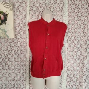 Vintage 90s unbranded Jersey sweater vest with snap buttons size medium
